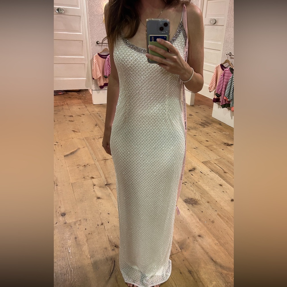 NWT but Needs Repair - Mac Duggal White Beaded Gown